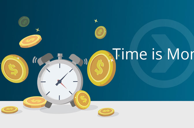 Alarm Clock and Coins Time is Money Graphic