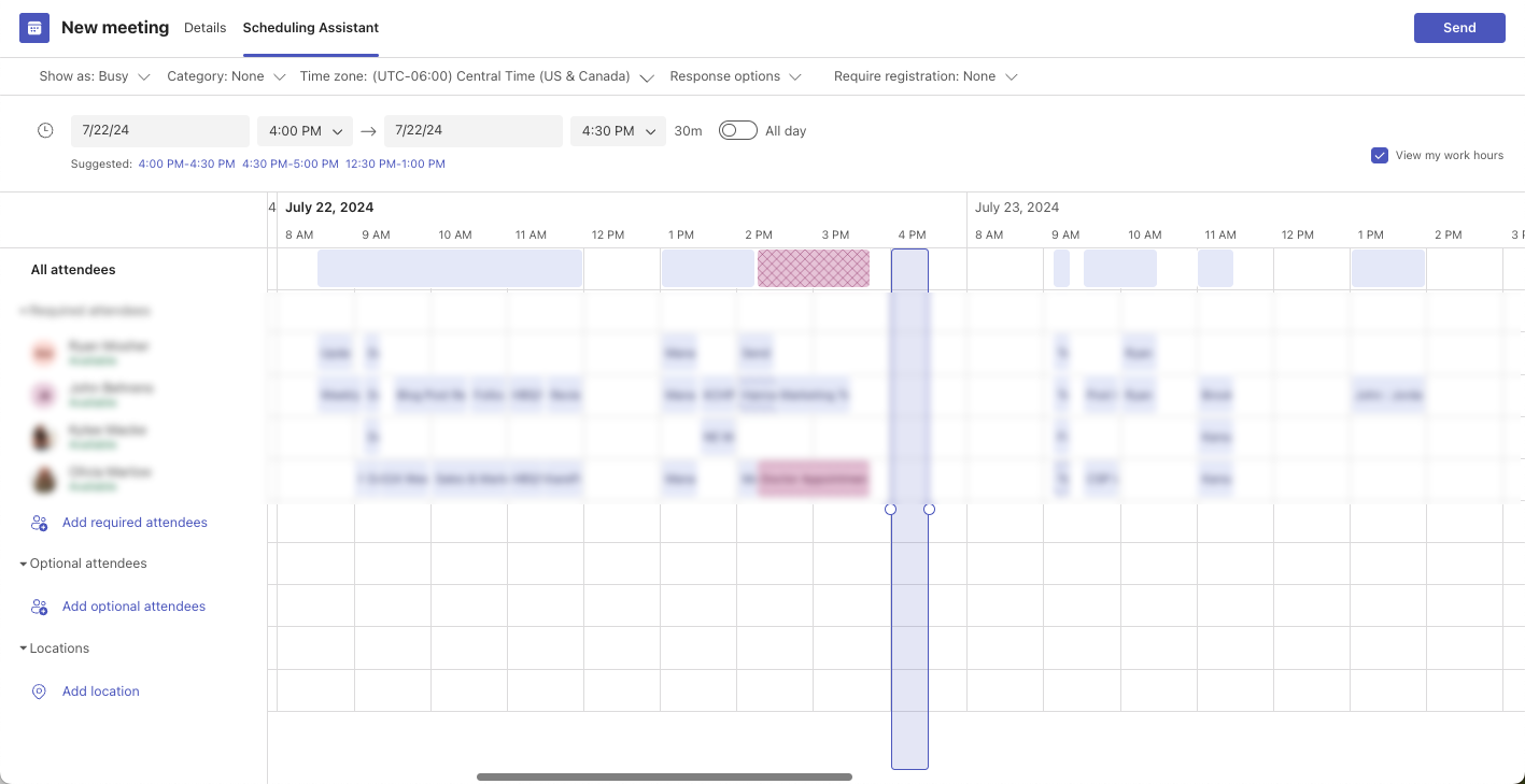 Teams Inline Scheduling Assistant