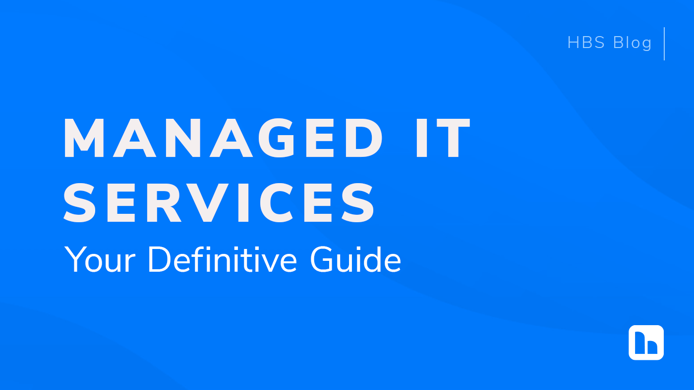 Blue textured background with the text "Managed IT Services Your Definitive Guide."