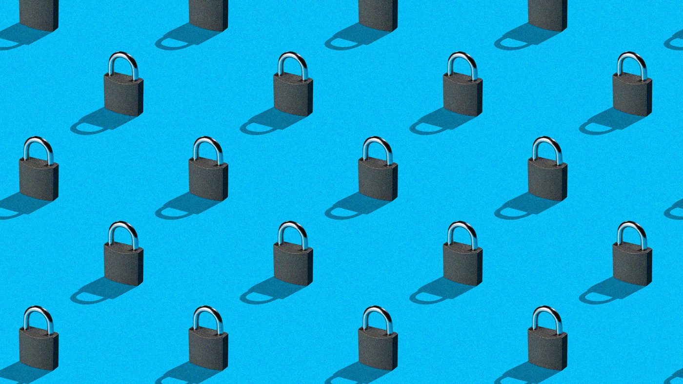 Image of Locks on a Blue Background