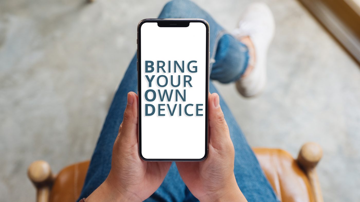 Top view mockup image of a woman holding mobile phone with blank white screen