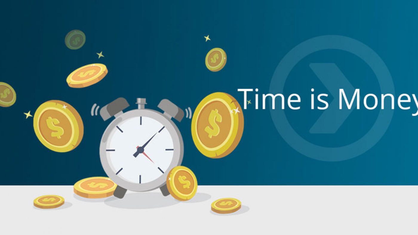 Alarm Clock and Coins Time is Money Graphic