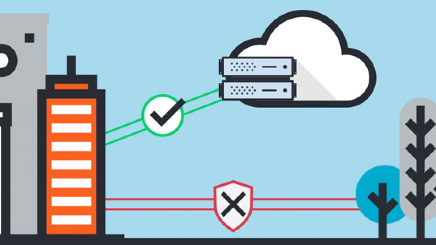 Animated Buildings Connected to the Cloud Graphic