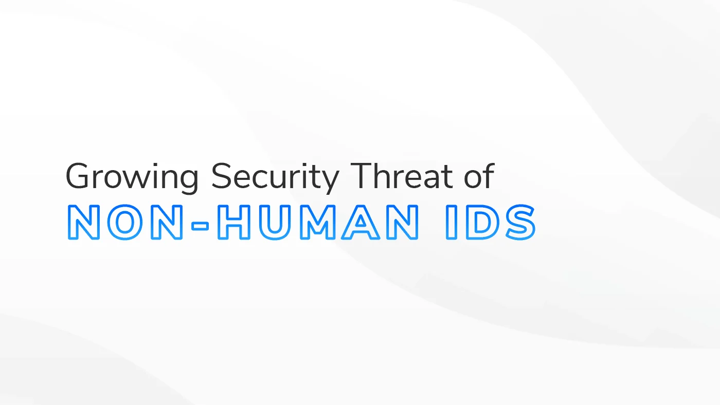 The text "Growing Security Threat of Non-Human IDs" on a white and grey textured background.